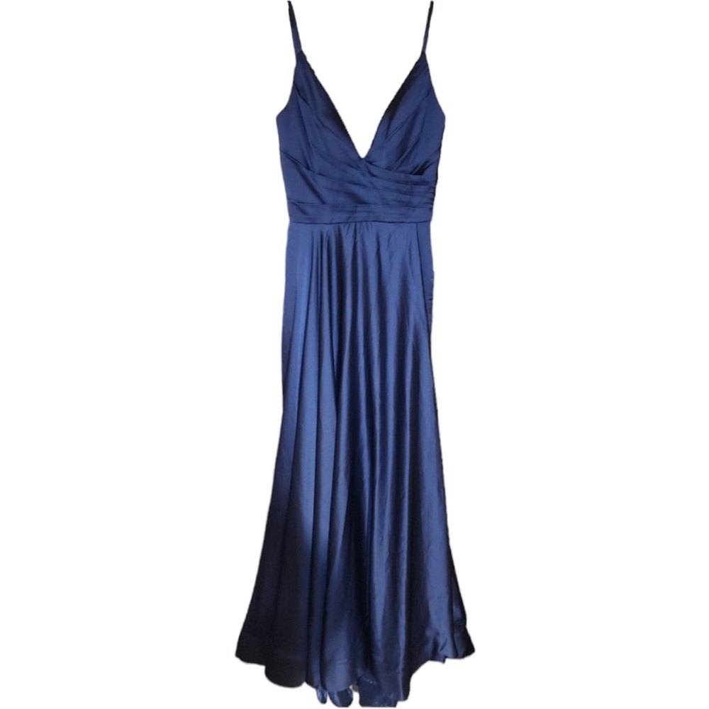 La Femme High Slit Long Satin Dress Sleeveless Full Length Formal Prom size 6 - Picture 7 of 11